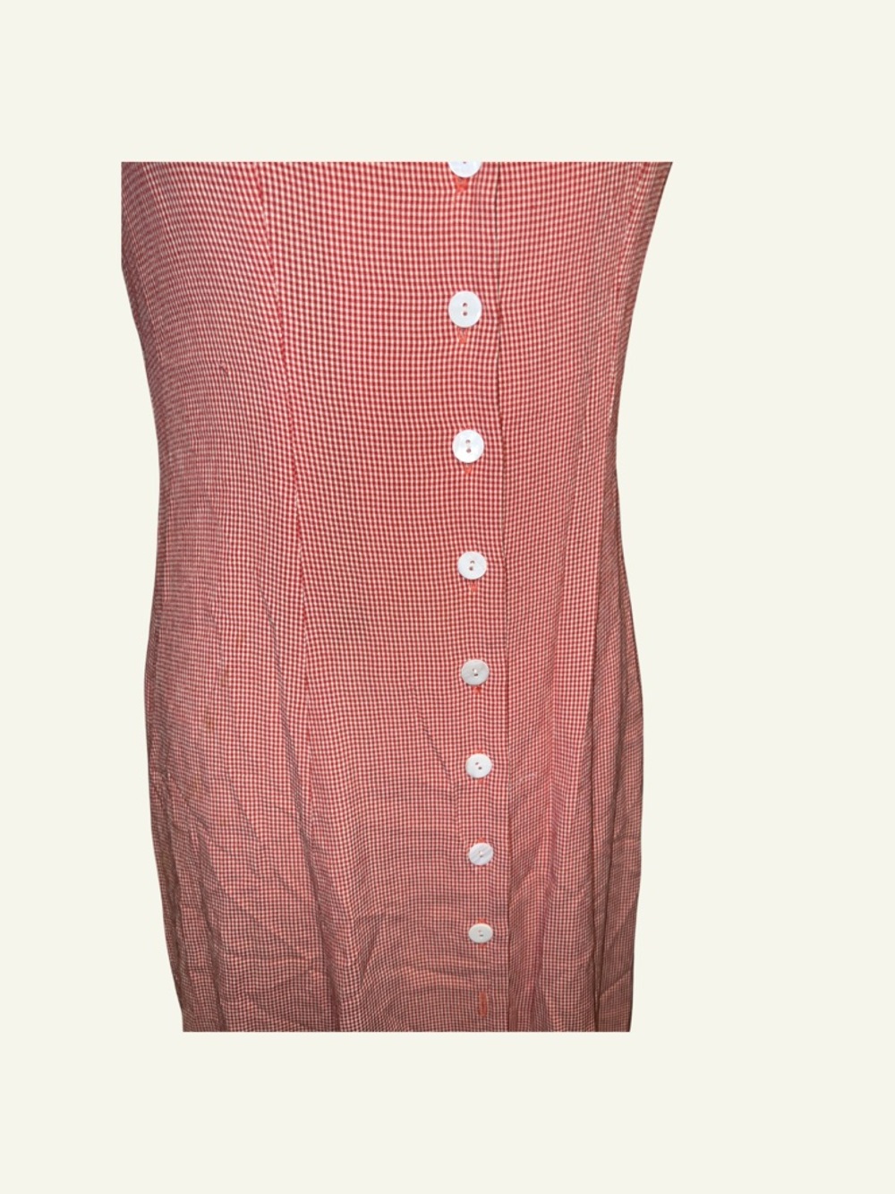 Sleeveless Red & White Button-Front Midi Dress - Picture 4 of 6